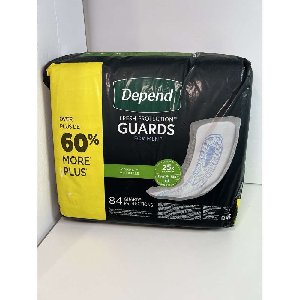 Depend Fresh Protection Guards for Men Maximum Absorbency Incontinence Pads 84